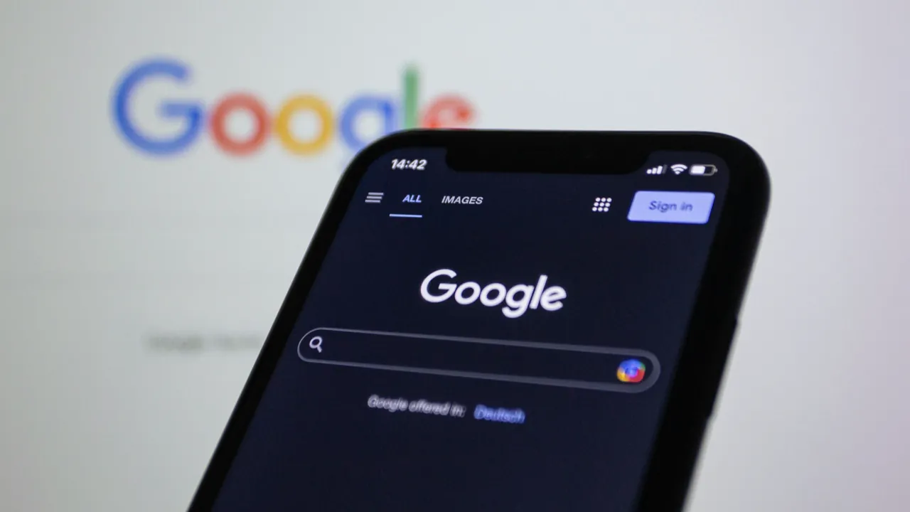 A person searching on Google on a smartphone